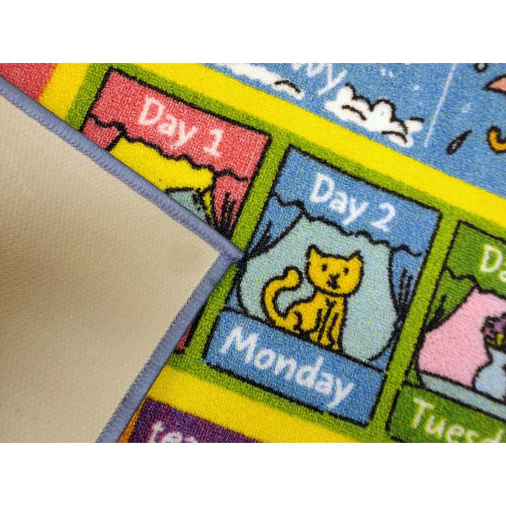 Colorful Educational Alphabet and Seasons Kids Rug, 3'3" x 4'11"