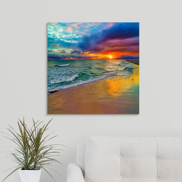 "Colorful Seascape-Swirling Multi Color Sunset" by Eszra Tanner Canvas Wall Art
