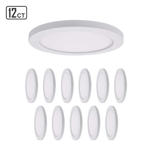ENERGETIC LIGHTING 11 in. White Slim Flush Mount Integrated LED Ceiling Light Dimmable Round Ultra-Thin Fixture CCT Selectable (12-Pack)