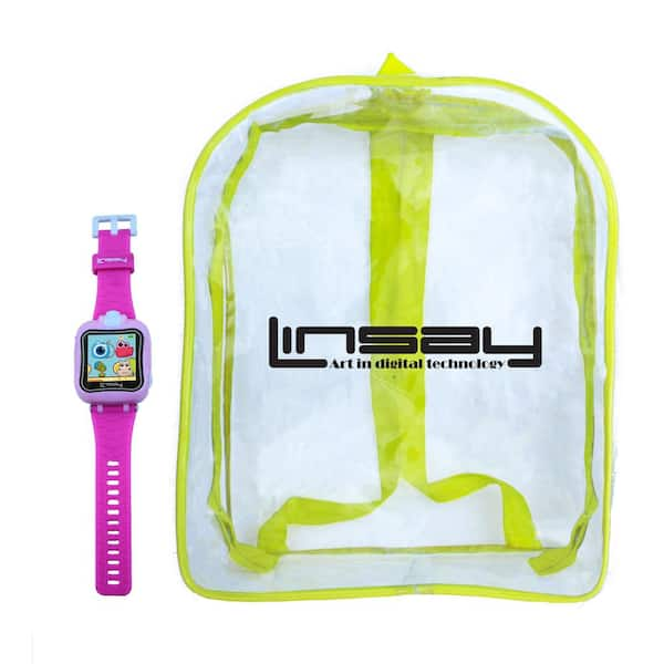 LINSAY 1.5 in. Smart Watch Kids Cam Selfie with Bag Pack, Pink