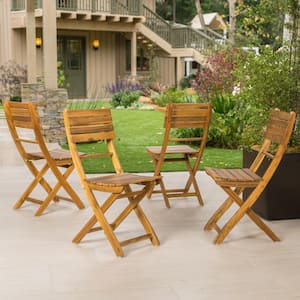 Positano Natural Foldable Wood Outdoor Dining Chair (4-Pack)