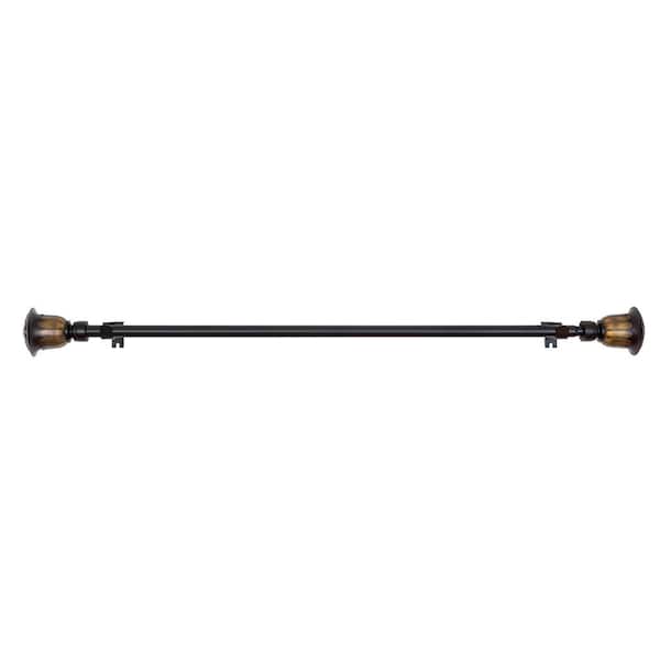 ACHIM Buono II Medici 48 in. - 86 in. Adjustable 3/4 in. Single Curtain Rod in Black/Brushed Gold Medici Finials