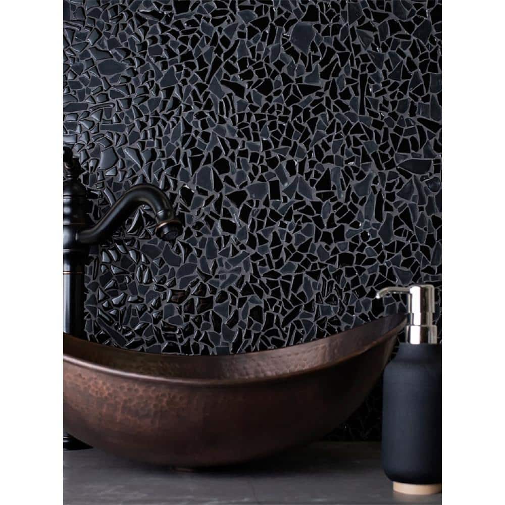 Black Irregular Glass Pebble Mosaic Tile for Walls and Floors