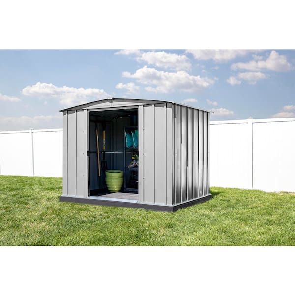 Arrow Classic 8 ft. W x 6 ft. D Flute Grey Steel Storage Shed