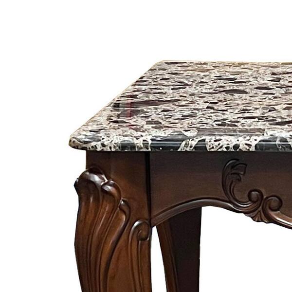 Acme Furniture Nayla 27.75 in. Natural Marble Top and Cherry