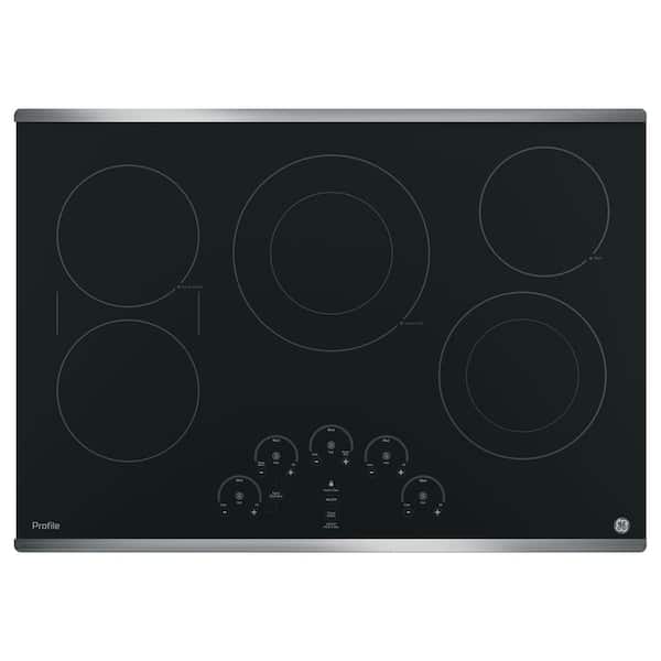 GE Profile 30 in. Radiant Electric Cooktop in Stainless Steel with 5 Elements with Rapid Boil