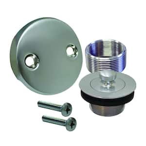Lift and Turn Bath Tub Drain Conversion Kit with 2-Hole Overflow Plate in Brushed Stainless