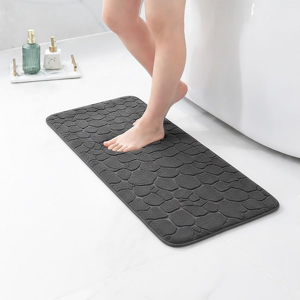 Bath Rug 18 in. x 48 in. Dark Gray Microfiber Memory Foam Bath Runner Mat