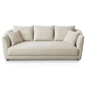 Pulsar 87 in. Square Arm Linen Rectangle Modern Sofa in Ivory