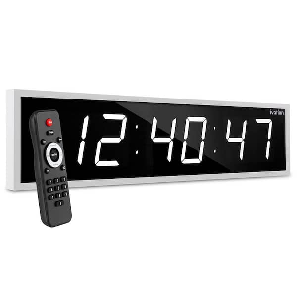 Ivation 36 in. White Large Digital Wall Clock LED Digital Clock