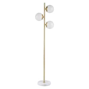 Series 62 in. Gold Finished Metal Texture, 3 Bulb, Undimmable Column Lamp, Floor Lamp for Living Room with No Shade