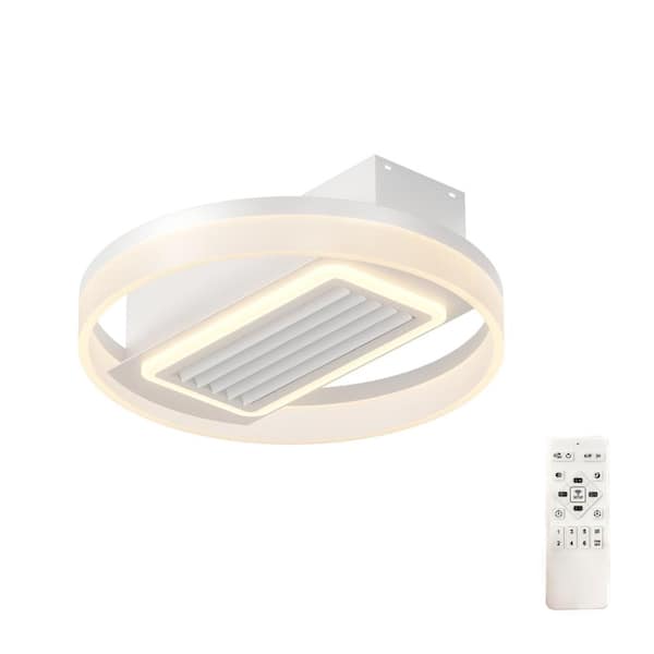 Jushua 20 in. Leafless 6 Speeds DC Motor Indoor White Ceiling Fan with Dimmable Integrated LED, Remote Control