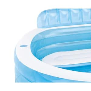 7.08 ft. x 88 in. Round Family Lounge Inflatable Pool with Built In Bench and 120-Volt Electric Air Pump