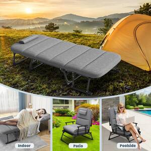 2 in 1 Portable Folding Bed,Convertible Chair Bed with Adjustable Backrest,for Camping, Pool, Beach, Patio, Office, Home