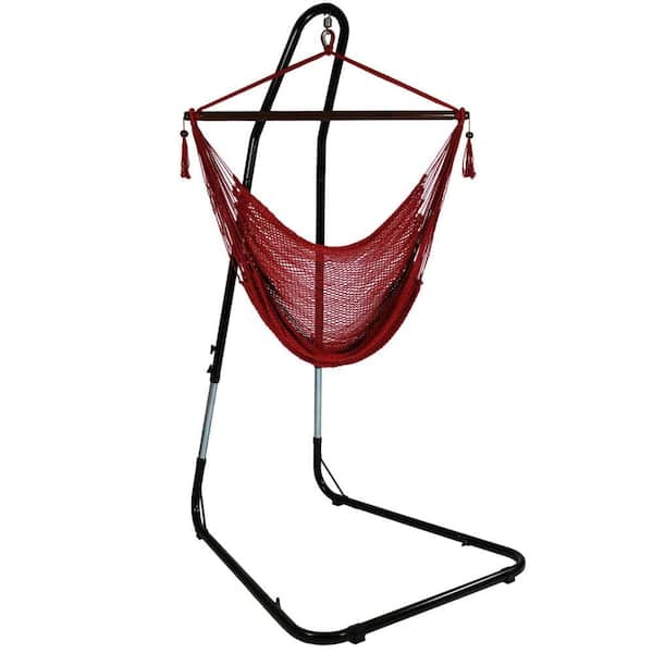 Sunnydaze Decor 4 ft. Hanging Caribbean XL Hammock Chair with Adjustable Stand in Red