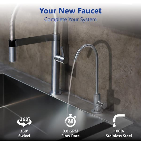 Brushed Nickel 304 Stainless Steel Lead-free Drinking Water Filter Tap Faucet 
