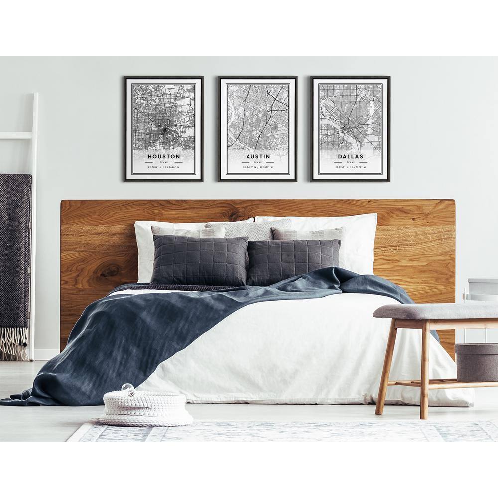 Houston Modern Map Framed Canvas Print, 18x24, Dark Gray