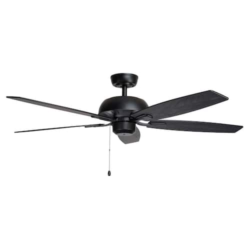 Newport 52 in. 3-Speed Ceiling Fan Matte Black Pull Chain Light Kit, Remote Control or Wall Control Adaptable BLUE MOUNTAIN FANS Ceiling Fans Without Lights