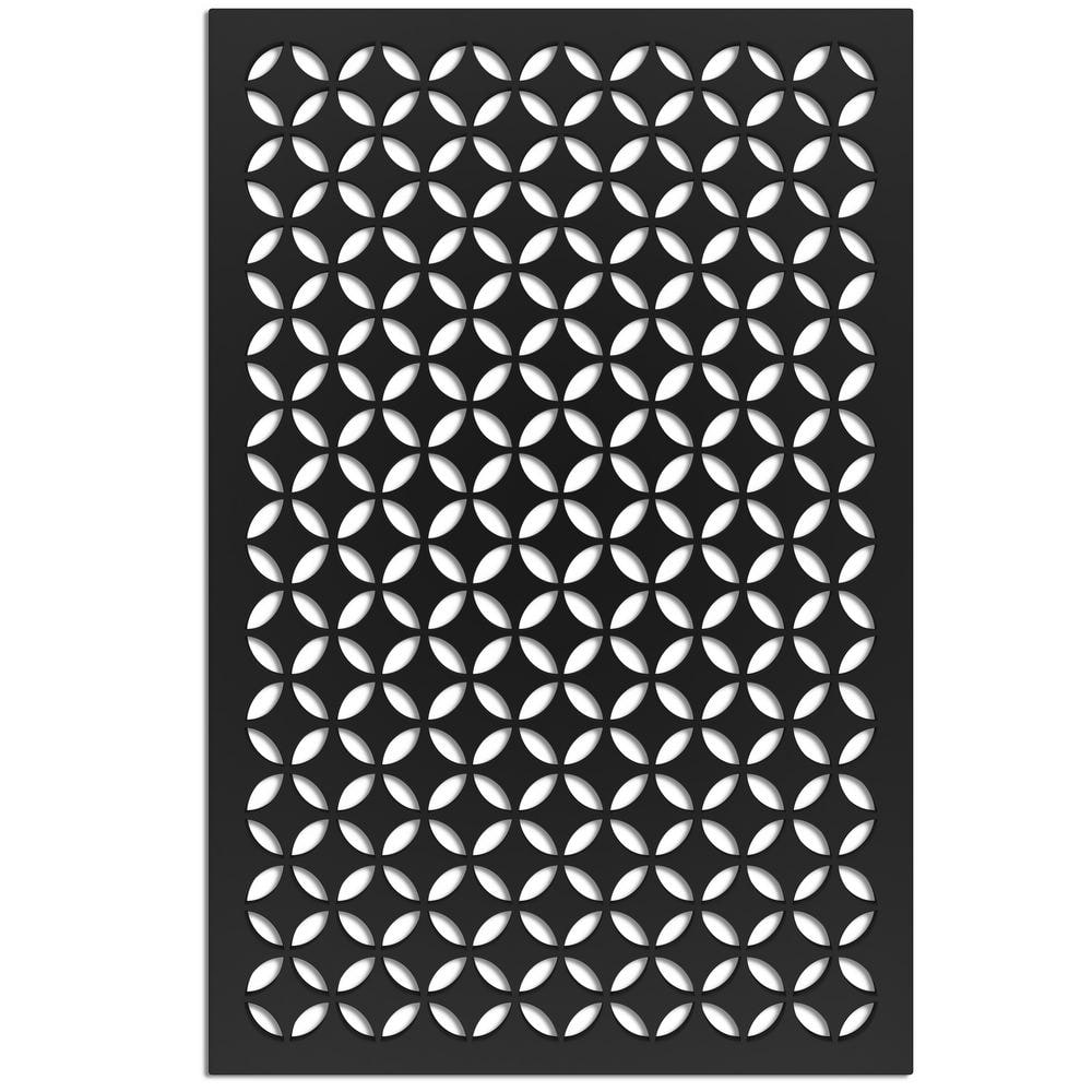 Moorish Circle 4 ft. x 32 in. Black Vinyl Decorative Screen Panel