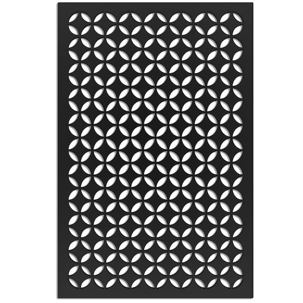 Moorish Circle 4 ft. x 32 in. Black Vinyl Decorative Screen Panel