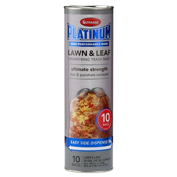 Ultrasac 39 Gal. Lawn and Leaf Clear Drawstring Trash Bags (10Count