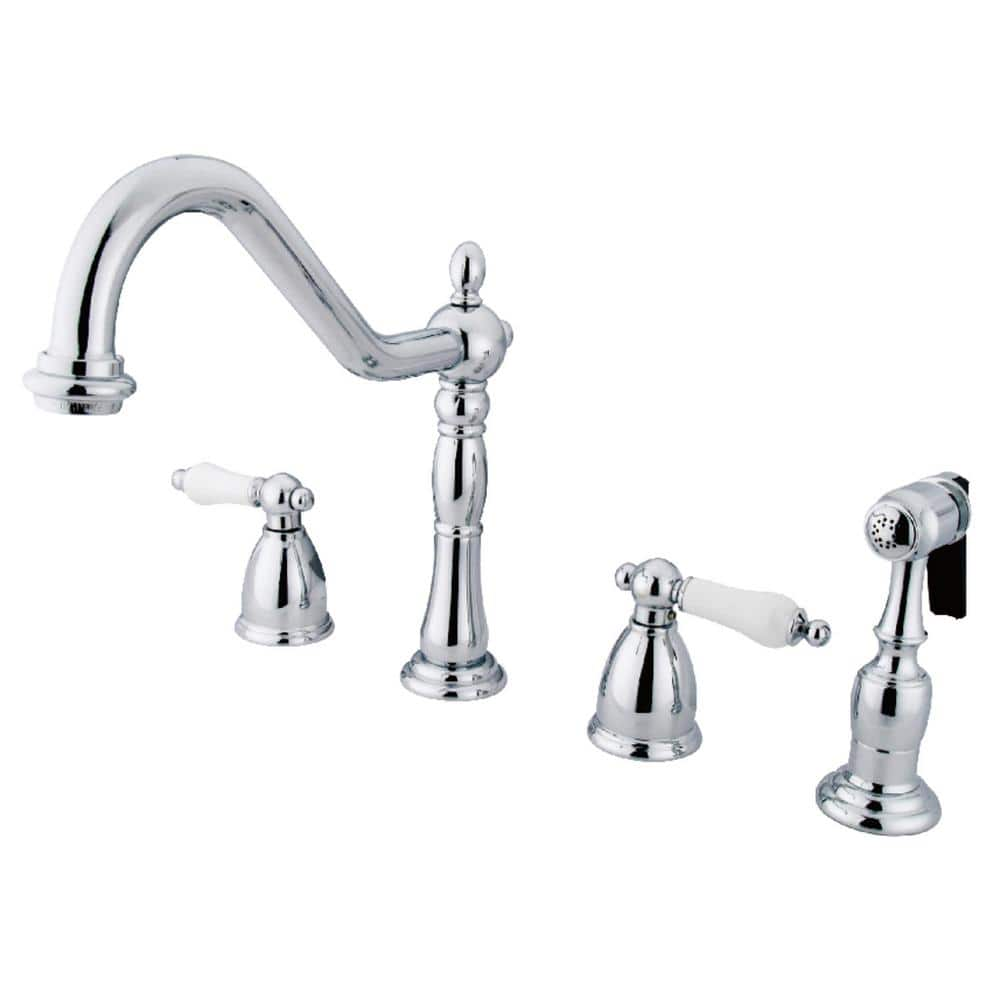 Kingston Brass Heritage 2-Handle Standard Kitchen Faucet with Side ...