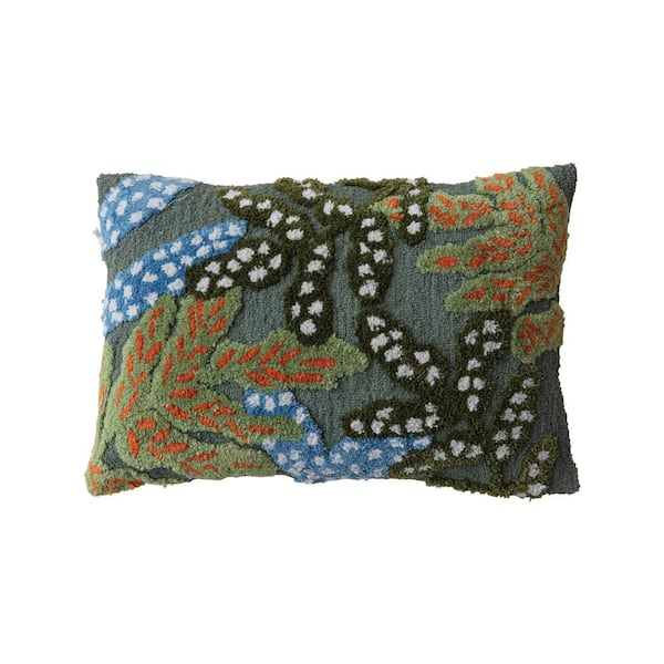 Storied Home Multi-colored Botanicals Polyester 24 in. x 16 in. Lumbar Throw Pillow