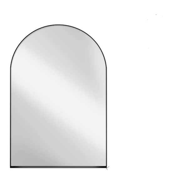 24 in. W x 36 in. H Matte Black Arched Aluminum Medicine Cabinet with Mirror and Adjustable Shelves for Bathroom