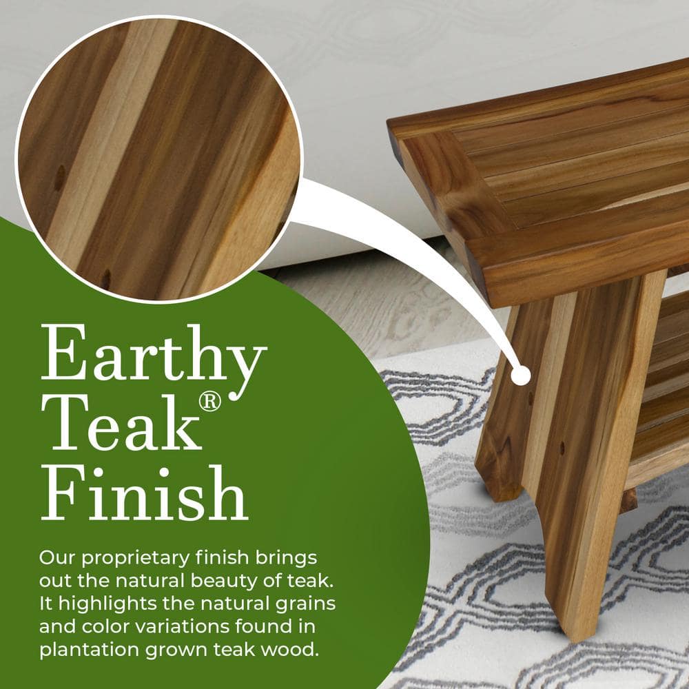 Serenity 37" Teak Spa Shower Bench with Storage Shelf