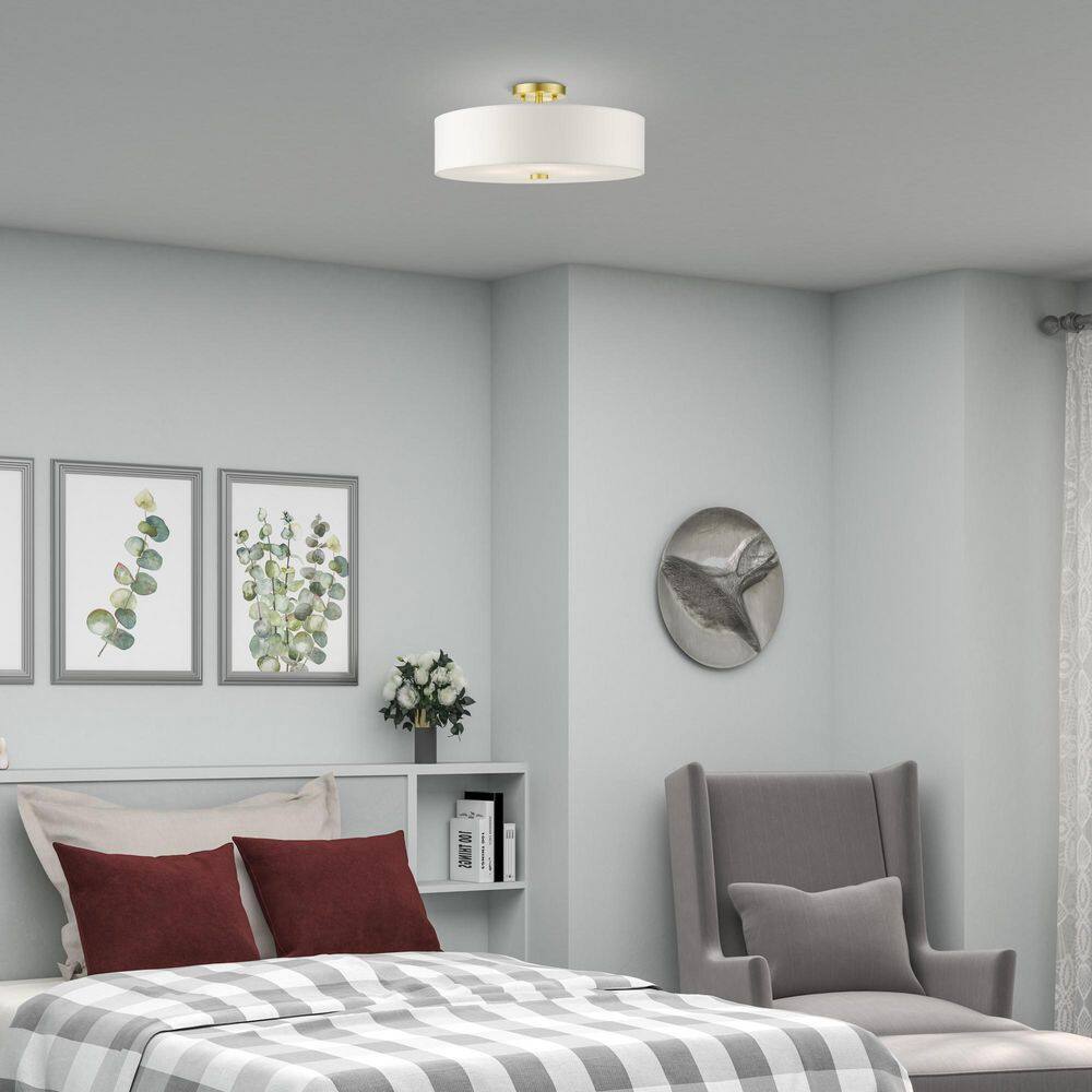 Satin Brass 18'' Drum Semi-Flush Mount Ceiling Light