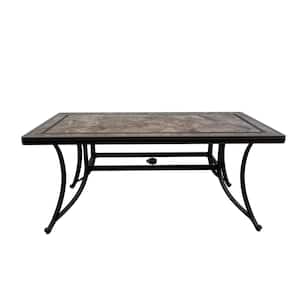 66 in. Rectangle Aluminum Outdoor Patio Dining Table with Ceramic Tabletop