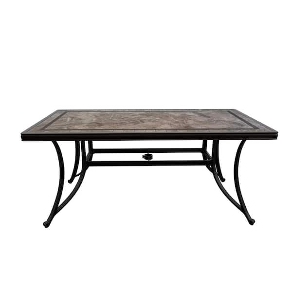 Boyel Living 66 in. Rectangle Aluminum Outdoor Patio Dining Table with Ceramic Tabletop