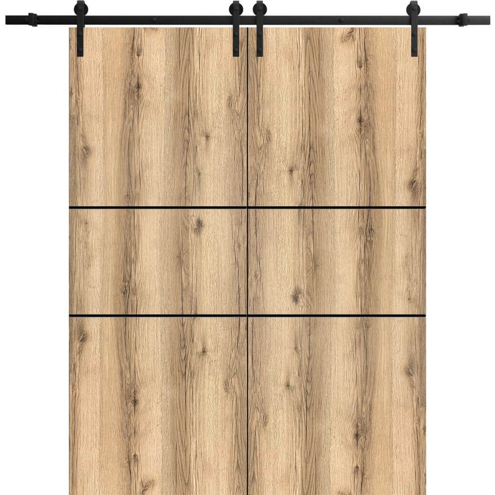 Assemble Required 18 in. x 80 in. 2-Panel Oak Solid Wood with Honeycomb Sliding Barn Door with Hardware Kit price history on PriceWatchPro