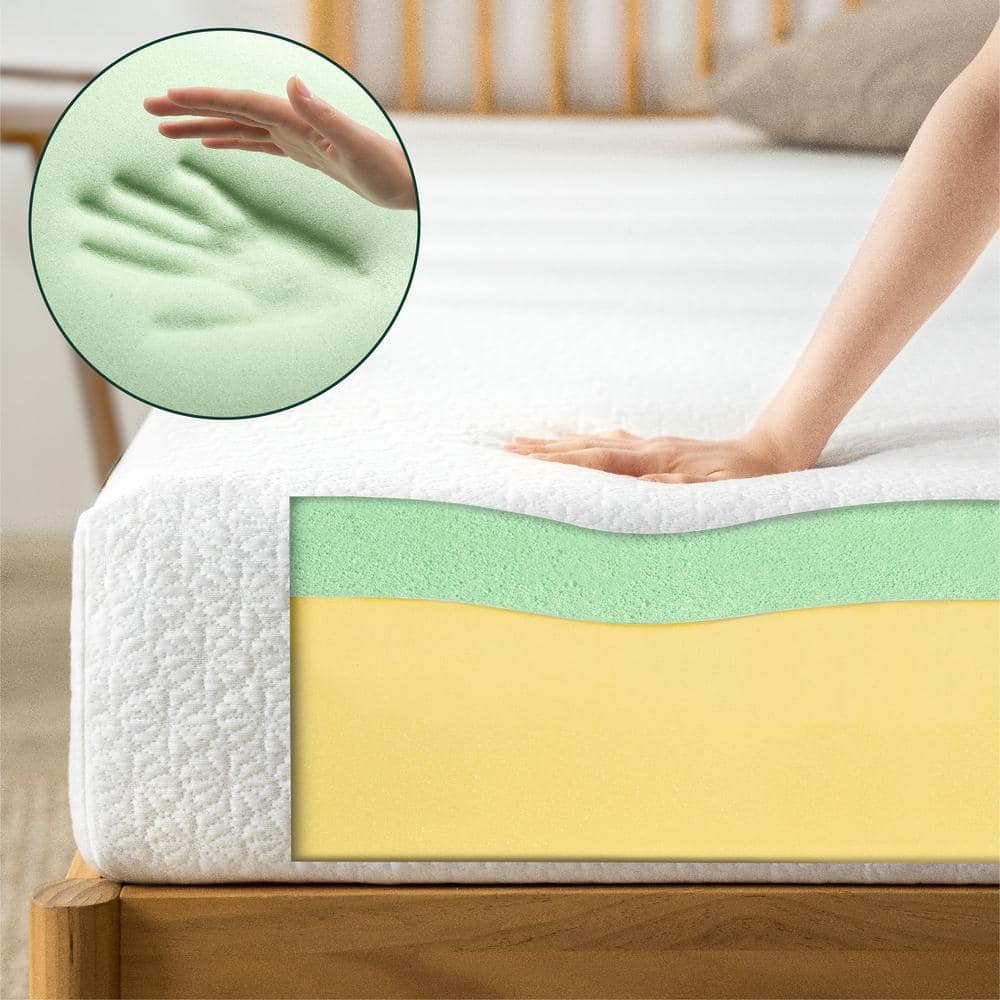 Queen White Memory Foam Mattress with Green Tea Infusion