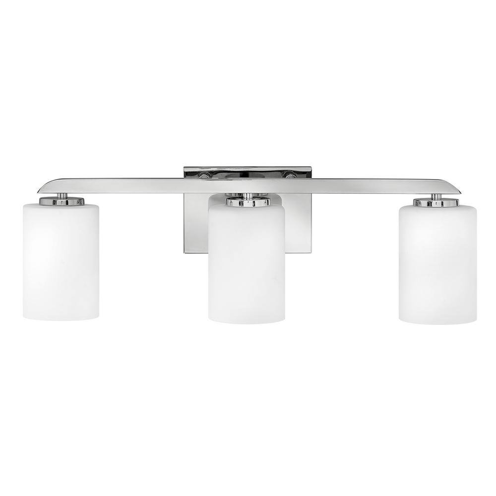 Kyra Polished Nickel 3-Light Vanity Light with Etched Opal Glass