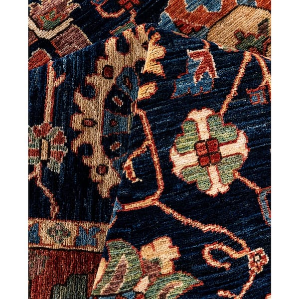 Serapi Blue 9 ft. x 12 ft. Tribal Wool Indoor Area Rug