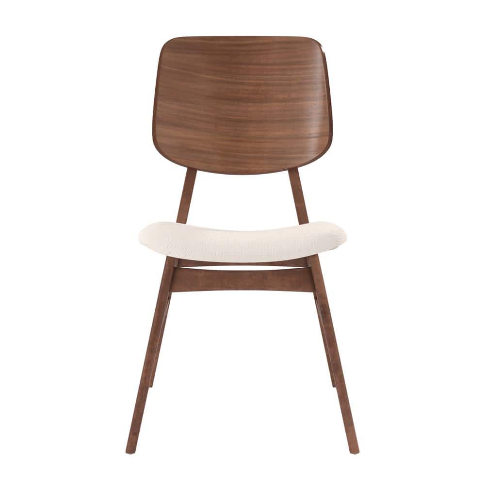 Oscar Walnut and Beige Upholstered Side Chairs, Set of 2