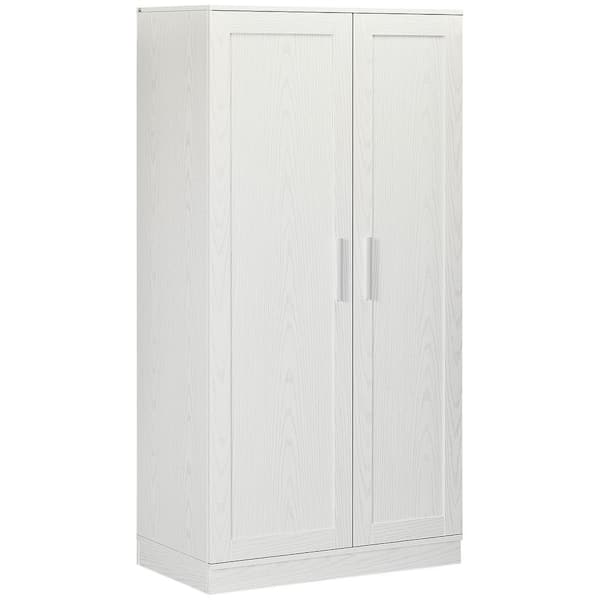HOMCOM Kitchen Pantry White 14-Tier Freestanding Cupboard with 2-Doors, Adjustable Shelves for Living Room, Dining Room