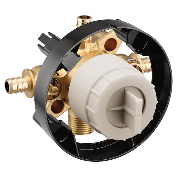 M-CORE 4-Port Tub and Shower Pre-Fabricated Mixing Valve with Crimp Ring PEX Connections and Stops