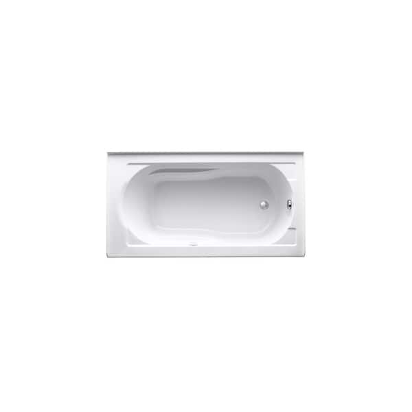 KOHLER Devonshire BubbleMassage 5 ft. Right-Hand Drain Integral Farmhouse Rectangular Alcove Bathtub with Heater in White