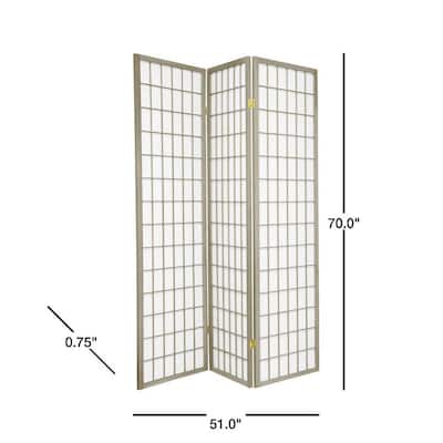 6 ft. Grey Window Pane 3-Panel Room Divider