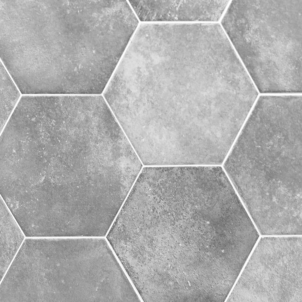 Gray Hexagon Matte Porcelain Floor and Wall Tile