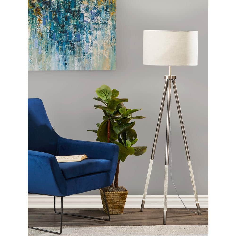 White Tripod Floor Lamp with LED Nightlight