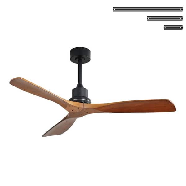 52 in. Indoor Brown Downrod Mount Ceiling Fan with APP & Alexa Control, 3 Blades, Reversible Quiet DC Motor, No Light