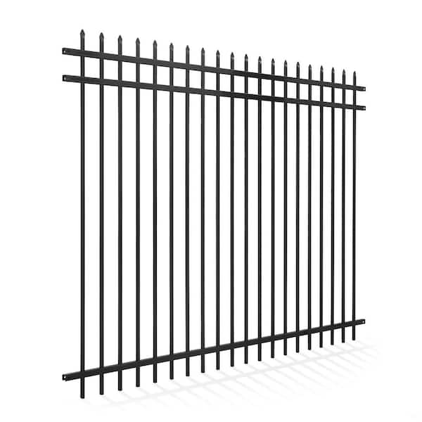6 ft. x 8 ft. Heavy-Duty Steel Spaced Bar Pointed Pinnacle Metal Fence Panel (Single Panel)