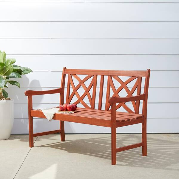Aoibox 4 ft. Wood Bench in Reddish Brown