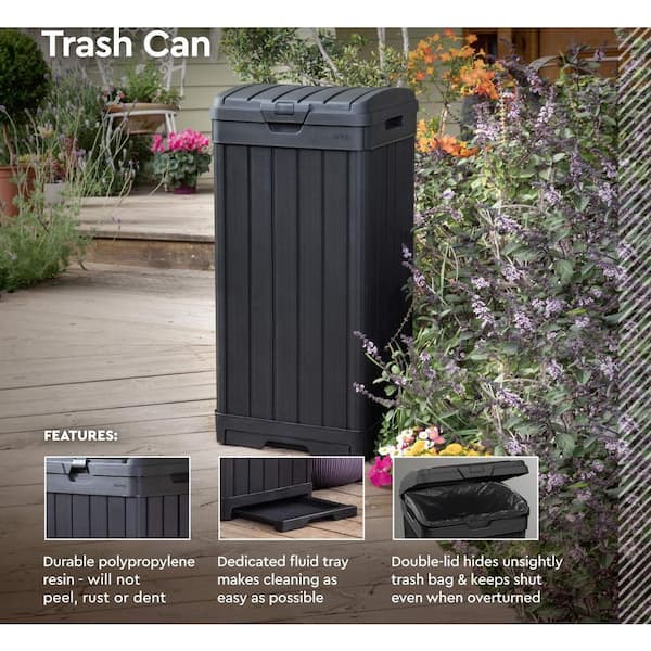 Reviews for Keter 30 Gal. Brown Copenhagen Wood Style Plastic Trash Can