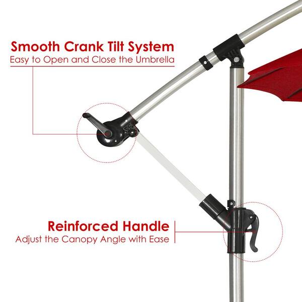 gymax 11ft patio offset hanging cantilever umbrella 360 degree tilt Outsunny with Base, Double Top Aluminum Umbrella with 360° Rotation, Easy Tilt, 8 Ribs, Crank, Cross 11Ft Net Weight Gymax 11Ft Patio Offset Hanging