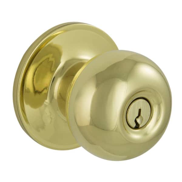 Defiant Brandywine Polished Brass Keyed Entry Door Knob 32T8700B - The Home  Depot