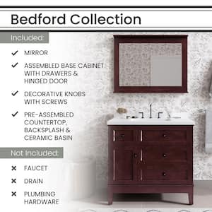 35.43 in. W x 22.05 in. D x 33.46 in. H Bedford Vanity Cabinet with Top and Mirror